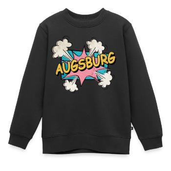 Augsbourg Allemagne City Font Pop Art Comic - Sweat Premium enfant bio - noir - Devant - AI Model Kid Female (0cm)