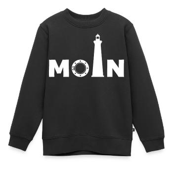 Am Leuchtturm sagt man "Moin" - Kinder Premium Organic Sweatshirt - Schwarz - Vorne - AI Model Kid Female (0cm)
