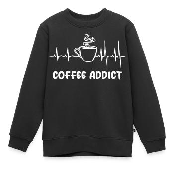 Herzschlag EKG Kaffee Puls Café Coffein Geschenk - Kinder Premium Organic Sweatshirt - Schwarz - Vorne - AI Model Kid Female (0cm)