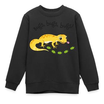 Leopardgecko mit Köstlichkeiten - Kinder Premium Organic Sweatshirt - Schwarz - Vorne - AI Model Kid Female (0cm)