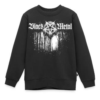 Black Metal | Pentagramme et forêt - Sweat Premium enfant bio - noir - Devant - AI Model Kid Female (0cm)