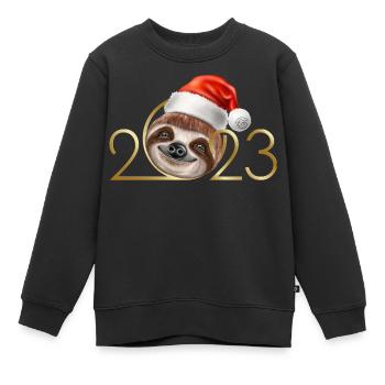 2023 Jahreswechsel Silvester Faultier - Kinder Premium Organic Sweatshirt - Schwarz - Vorne - AI Model Kid Female (0cm)