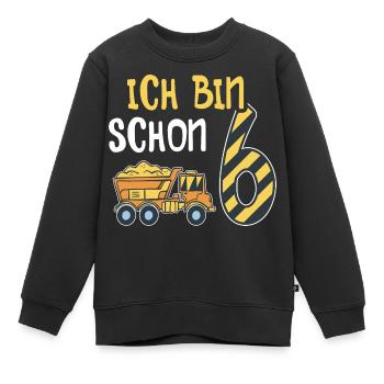 6. Geburtstag Junge 6 Jahre alt Baustelle Kipper - Kinder Premium Organic Sweatshirt - Schwarz - Vorne - AI Model Kid Female (0cm)
