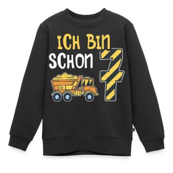 7. Geburtstag Junge 7 Jahre alt Baustelle Kipper - Kinder Premium Organic Sweatshirt - Schwarz - Vorne - AI Model Kid Female (0cm)
