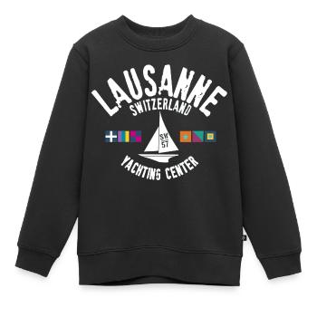 Lausanne Switzerland yacht center - Sweat Premium enfant bio - noir - Devant - AI Model Kid Female (0cm)