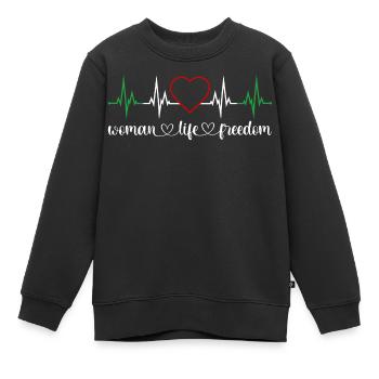 Vie de la femme Liberté Battement de cœur Droits des femmes Iran - Sweat Premium enfant bio - noir - Devant - AI Model Kid Female (0cm)