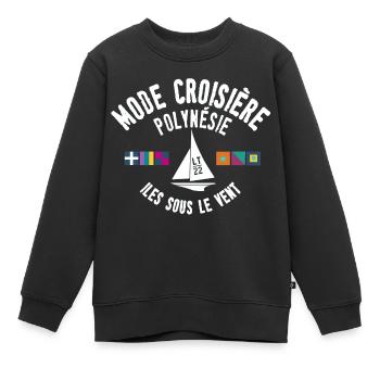 Mode croisière Polynésie - Sweat Premium enfant bio - noir - Devant - AI Model Kid Female (0cm)