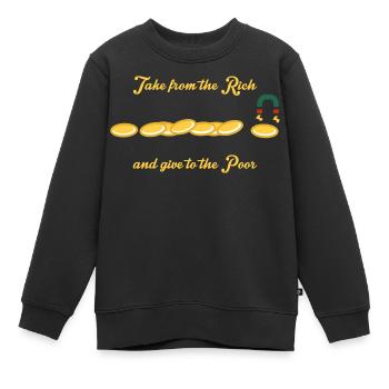 Prenez-le aux riches et donnez-le aux pauvres - Sweat Premium enfant bio - noir - Devant - AI Model Kid Female (0cm)