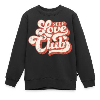 SELF LOVE CLUB GROOVY 70s TYPO - Sweat Premium enfant bio - noir - Devant - AI Model Kid Female (0cm)