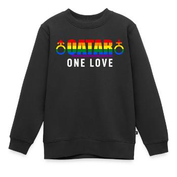 Qatar One aime dire des dictons arc-en-ciel - Sweat Premium enfant bio - noir - Devant - AI Model Kid Female (0cm)