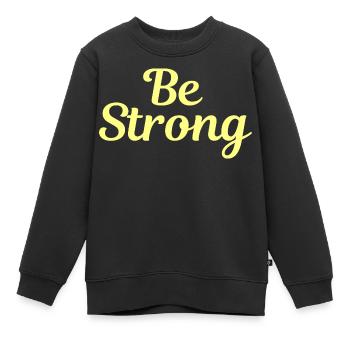 Be STRONG 3 - Sweat Premium enfant bio - noir - Devant - AI Model Kid Female (0cm)