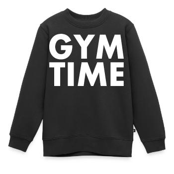 Gym time - Kinder Premium Organic Sweatshirt - Schwarz - Vorne - AI Model Kid Female (0cm)