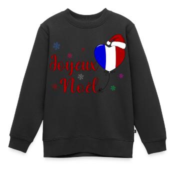 Joyeux Noel Weihnachten Frankreich Flagge - Kinder Premium Organic Sweatshirt - Schwarz - Vorne - AI Model Kid Female (0cm)