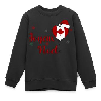Joyeux Noel Kanada Flagge Herz - Kinder Premium Organic Sweatshirt - Schwarz - Vorne - AI Model Kid Female (0cm)