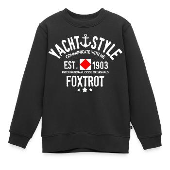 Yacht style communicate with me Foxtrot - Sweat Premium enfant bio - noir - Devant - AI Model Kid Female (0cm)