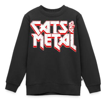 Chats et | de métal En police heavy metal - Sweat Premium enfant bio - noir - Devant - AI Model Kid Female (0cm)