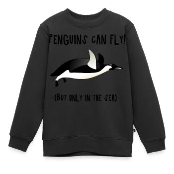 Les pingouins peuvent voler (mais seulement dans la mer) - fun4m3 - Sweat Premium enfant bio - noir - Devant - AI Model Kid Female (0cm)