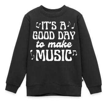 C’est une bonne journée pour faire de la musique - Sweat Premium enfant bio - noir - Devant - AI Model Kid Female (0cm)