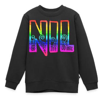 Nil RS Arc-en-ciel - Sweat Premium enfant bio - noir - Devant - AI Model Kid Female (0cm)