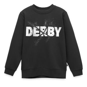 Derby Angleterre Royaume-Uni City Font Grunge Skyline - Sweat Premium enfant bio - noir - Devant - AI Model Kid Female (0cm)