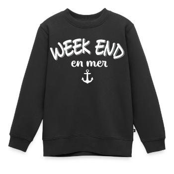 week end en mer - Sweat Premium enfant bio - noir - Devant - AI Model Kid Female (0cm)