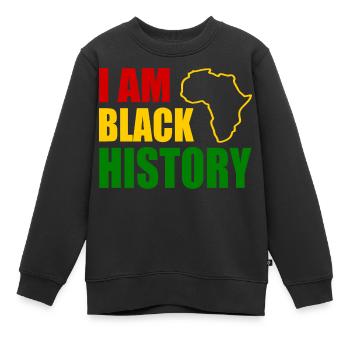I am black history - Sweat Premium enfant bio - noir - Devant - AI Model Kid Female (0cm)