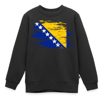 Bosnien Flagge used - Kinder Premium Organic Sweatshirt - Schwarz - Vorne - AI Model Kid Female (0cm)