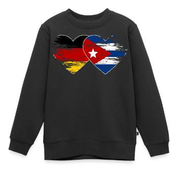 Deutschland Kuba Flagge used Herz - Kinder Premium Organic Sweatshirt - Schwarz - Vorne - AI Model Kid Female (0cm)