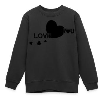 Je t’aime Valentine Couple Coeurs - Sweat Premium enfant bio - noir - Devant - AI Model Kid Female (0cm)
