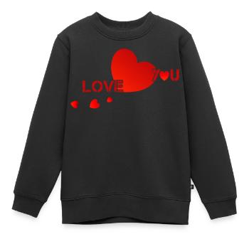 Je t’aime je t’aime cœurs rouges - Sweat Premium enfant bio - noir - Devant - AI Model Kid Female (0cm)