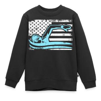 Patriotischer Schwimmer - Kinder Premium Organic Sweatshirt - Schwarz - Vorne - AI Model Kid Female (0cm)