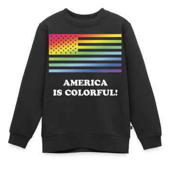 Amerika ist bunt! (Stars And Stripes) - Kinder Premium Organic Sweatshirt - Schwarz - Vorne - AI Model Kid Female (0cm)