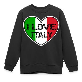 I LOVE ITALY Ich liebe Italien - Kinder Premium Organic Sweatshirt - Schwarz - Vorne - AI Model Kid Female (0cm)