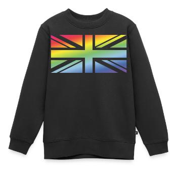 Union Jack / Regenbogenfahne (United Kingdom) - Kinder Premium Organic Sweatshirt - Schwarz - Vorne - AI Model Kid Female (0cm)