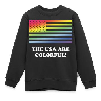 Die USA sind bunt! (Stars And Stripes) - Kinder Premium Organic Sweatshirt - Schwarz - Vorne - AI Model Kid Female (0cm)