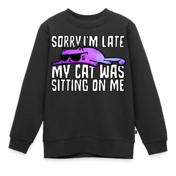 Désolé d’être en retard. Mon chat était assis sur moi. - Sweat Premium enfant bio - noir - Devant - AI Model Kid Female (0cm)