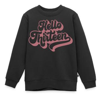 Geschenk zum 13. Geburtstag, Hallo Dreizehn, 13 Jahre - Kinder Premium Organic Sweatshirt - Schwarz - Vorne - AI Model Kid Female (0cm)