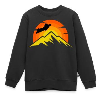 Wingsuit fliegen Base Jumping Skydiving Retro - Kinder Premium Organic Sweatshirt - Schwarz - Vorne - AI Model Kid Female (0cm)