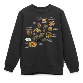 Karte von JAPAN umgeben von japanischen Gerichten - Kinder Premium Organic Sweatshirt - Schwarz - Vorne - AI Model Kid Female (0cm)