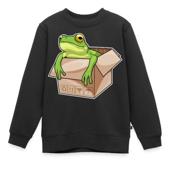 Frosch Karton - Kinder Premium Organic Sweatshirt - Schwarz - Vorne - AI Model Kid Female (0cm)