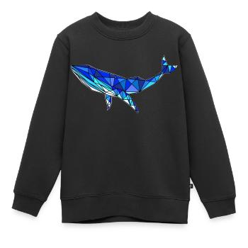 Baleine géométrique - Mammifères marins abstraits - Sweat Premium enfant bio - noir - Devant - AI Model Kid Female (0cm)