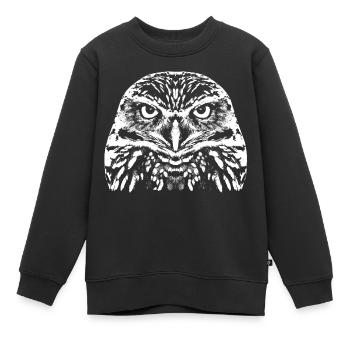 Le Hibou / Le Hibou / Portrait - Sweat Premium enfant bio - noir - Devant - AI Model Kid Female (0cm)