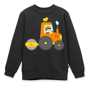 Bauer Traktor mit Walze Bauernhof Kind - Kinder Premium Organic Sweatshirt - Schwarz - Vorne - AI Model Kid Female (0cm)