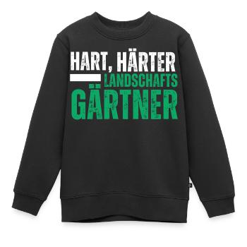 Hart Härter Landschaftsgärtner. Garten Spruch - Kinder Premium Organic Sweatshirt - Schwarz - Vorne - AI Model Kid Female (0cm)
