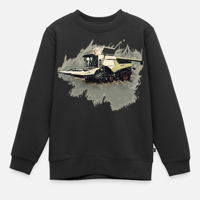 Tracteur de moissonneuse-batteuse de cueilleur de maïs - Sweat Premium enfant bio - noir
