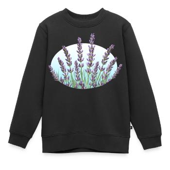 Lavande Tiges de lavande Champ de lavande - Sweat Premium enfant bio - noir - Devant - AI Model Kid Female (0cm)