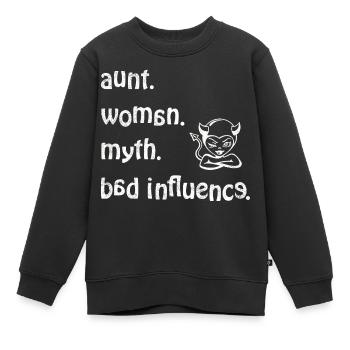 aunt. woman. myth. bad influence - retro - Kinder Premium Organic Sweatshirt - Schwarz - Vorne - AI Model Kid Female (0cm)