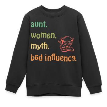 aunt. woman. myth. bad influence - retro - Kinder Premium Organic Sweatshirt - Schwarz - Vorne - AI Model Kid Female (0cm)