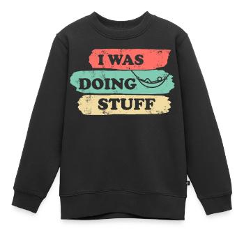 Je faisais des trucs - Hamac vintage - Sweat Premium enfant bio - noir - Devant - AI Model Kid Female (0cm)