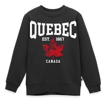 Québec - Sweat Premium enfant bio - noir - Devant - AI Model Kid Female (0cm)